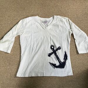 White Anchor Print Shirt